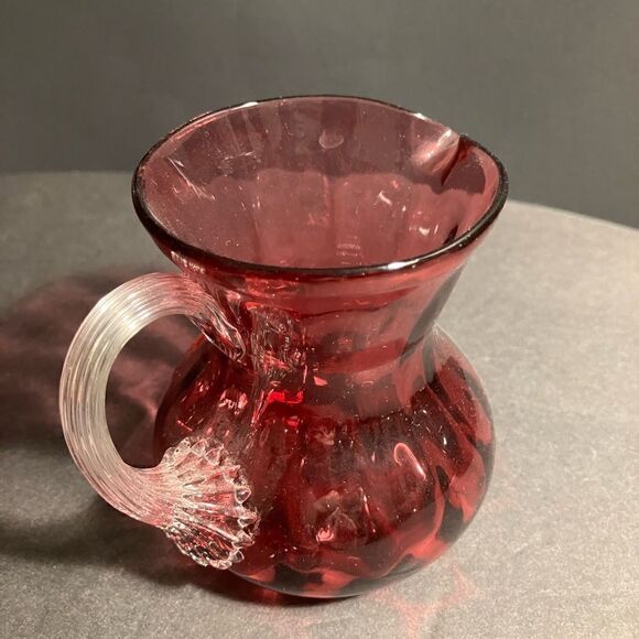Pilgrim Glass Vintage Cranberry Glass Pitcher - Picture 3 of 11
